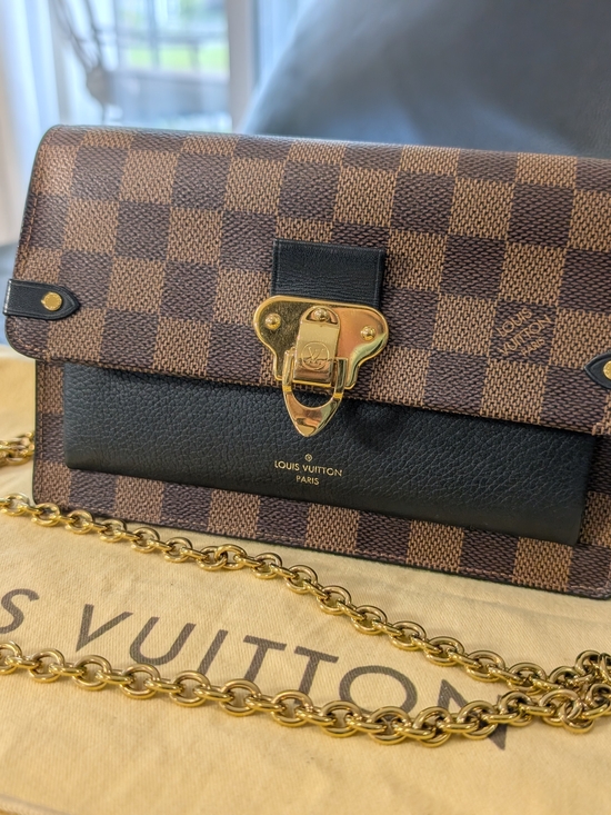 Louis Vuitton Handbags - Louis Vuitton Brown Damier Ebène and Black Envelope Crossbody with Gold Hardware